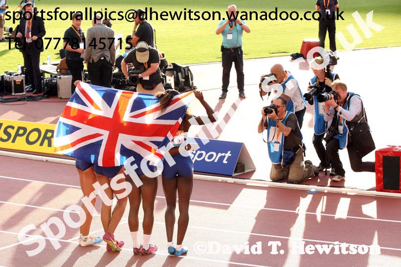 Womens GB A team winners of the 4 x 100 metres relay at the Glasgow Diamond League. Photo: David T. Hewitson/Sports for All Pics